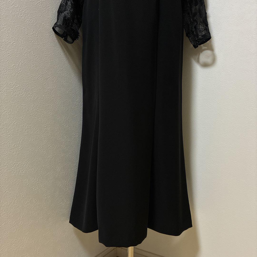 kaeneカエン　ブラック　喪服・慶弔両用　エンブロイダリースリーブ　ドレス