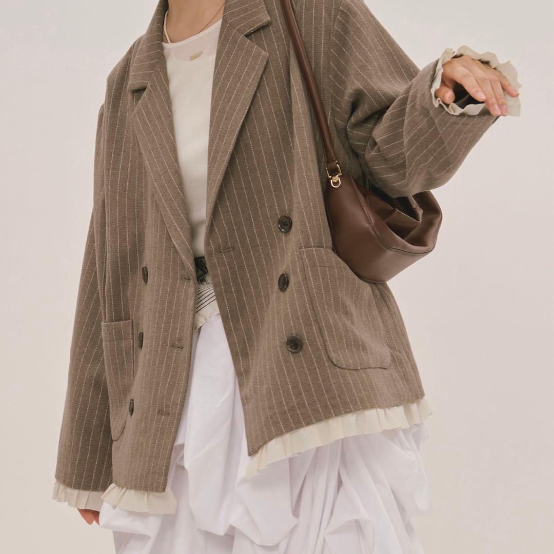 フリルレイヤードデザインジャケットテーラードジャケット