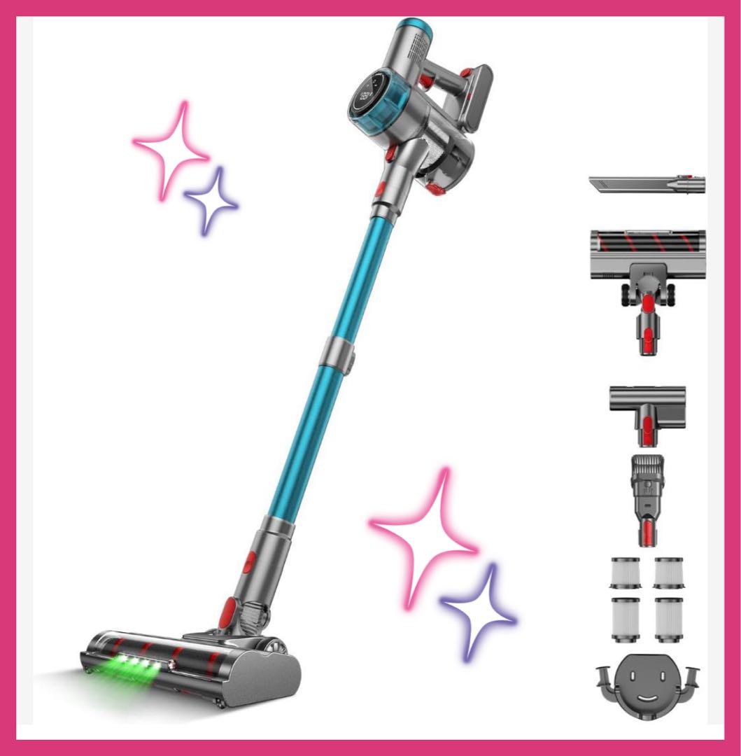 掃除機 コードレス【85Kpa真の強力吸引・自立式ブラシヘッド・ダニ除去ブラシ付