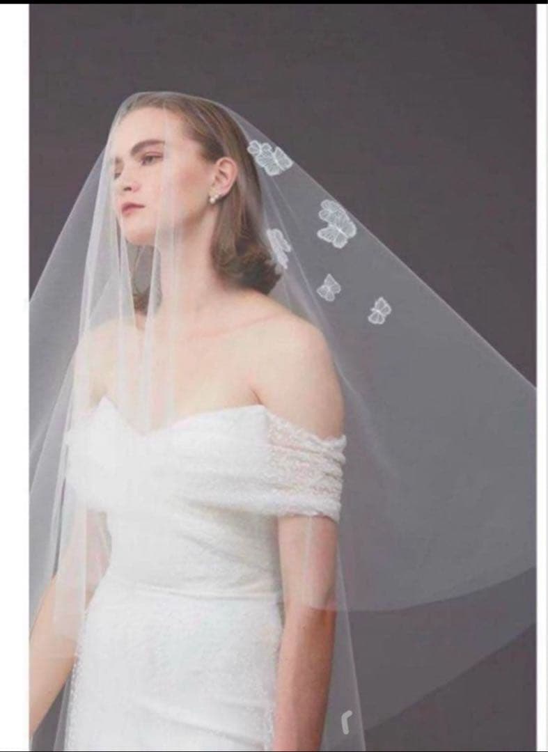 トリートドレッシング 花柄刺繍 ウェディングベール 80x250cm