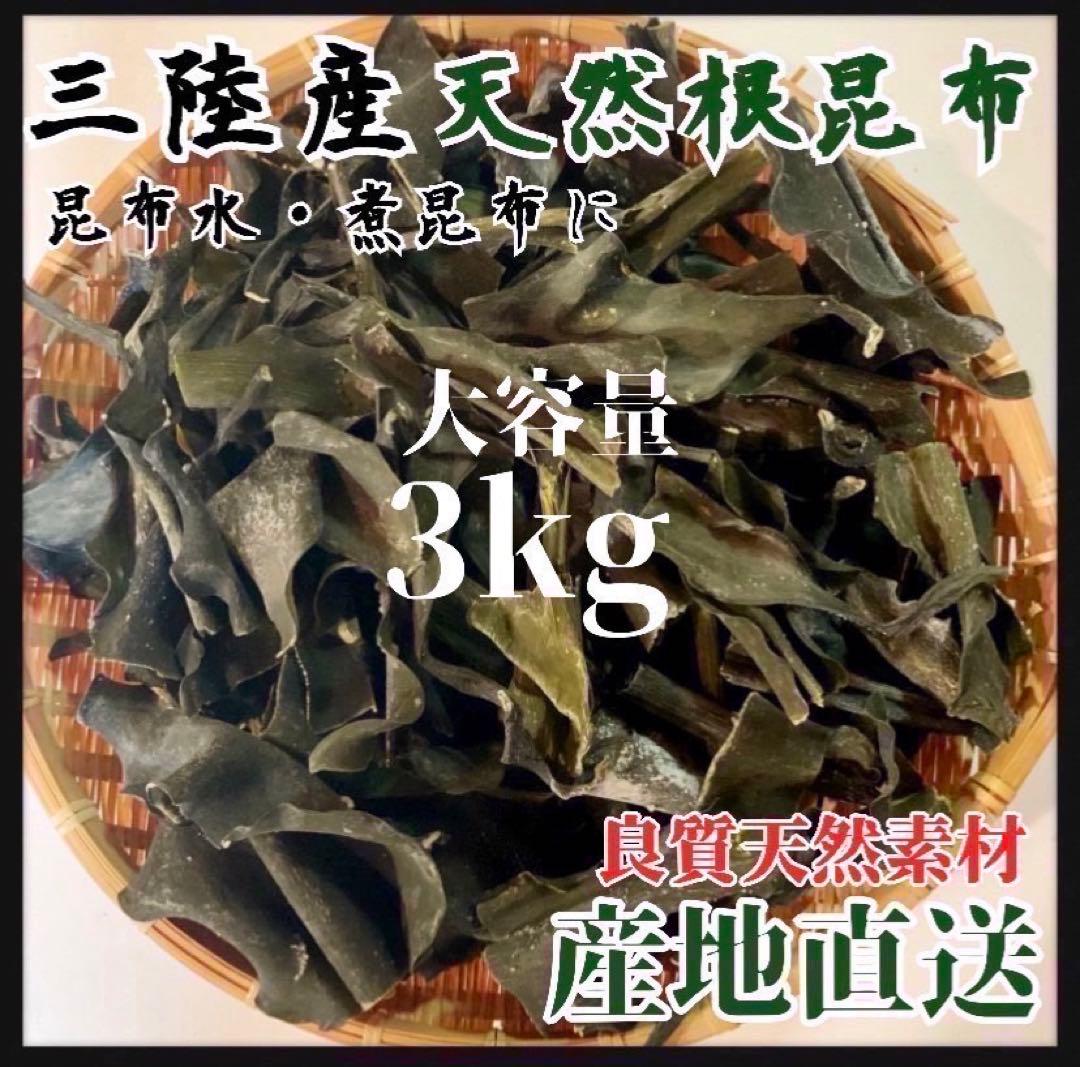【岩手県産】乾燥根昆布　3kg 粘り強い　昆布茶　希少部位　煮物に最適　業務用