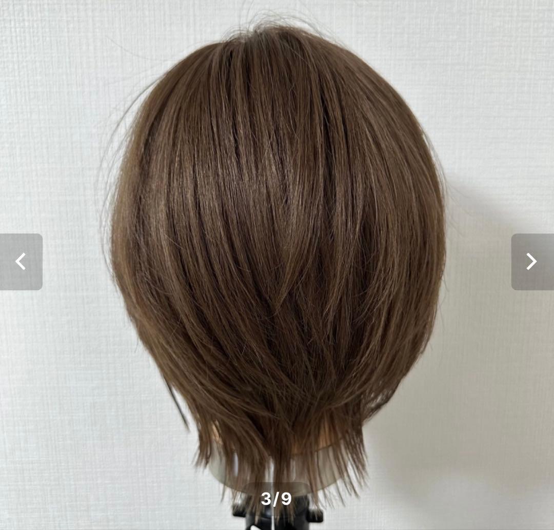 【最終お値下げ！百合子ウィッグ】前髪ありボブ/レミー人毛/アッシュブラウン/M