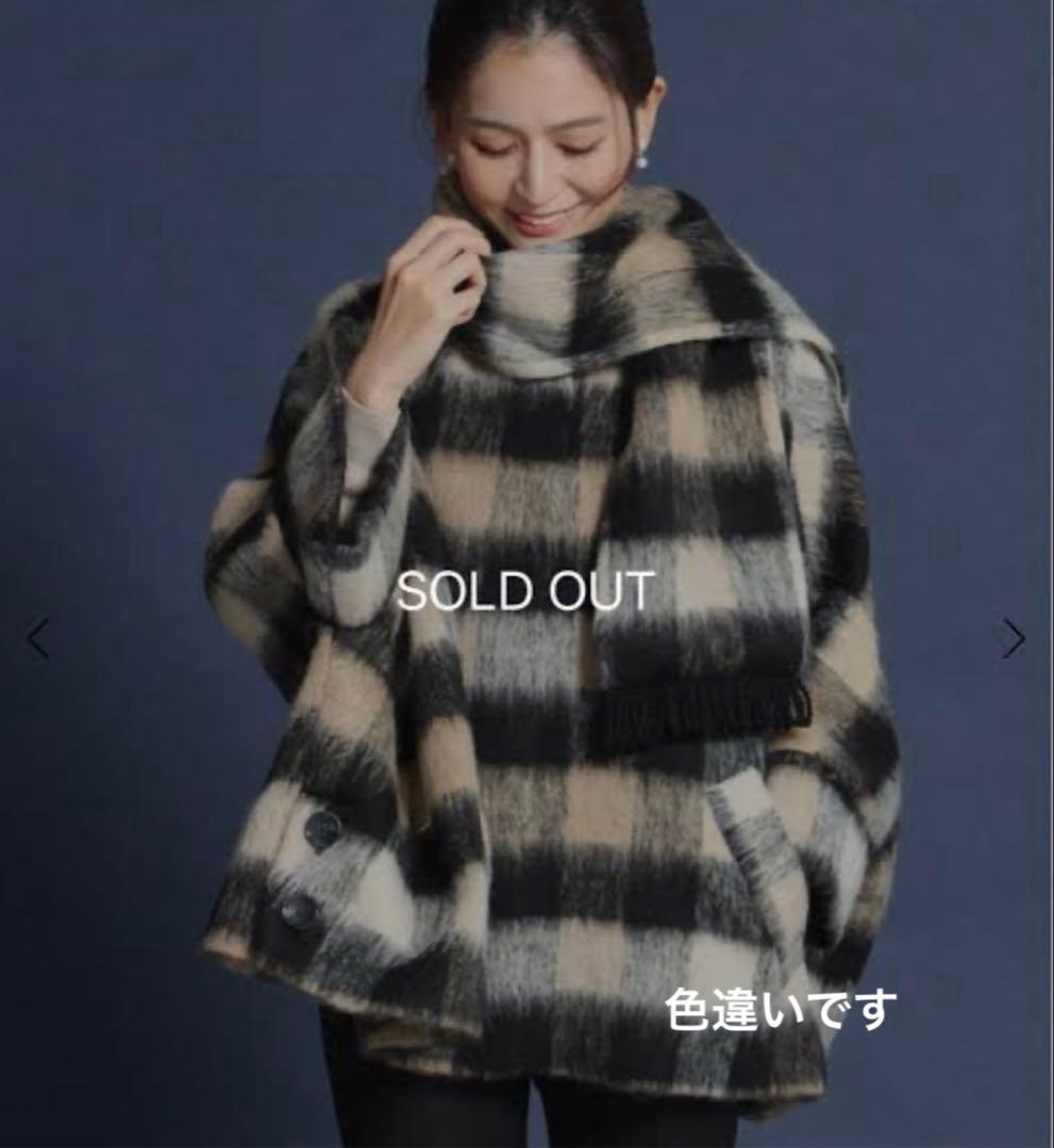 jines ジネス　チェック柄ポンチョコート