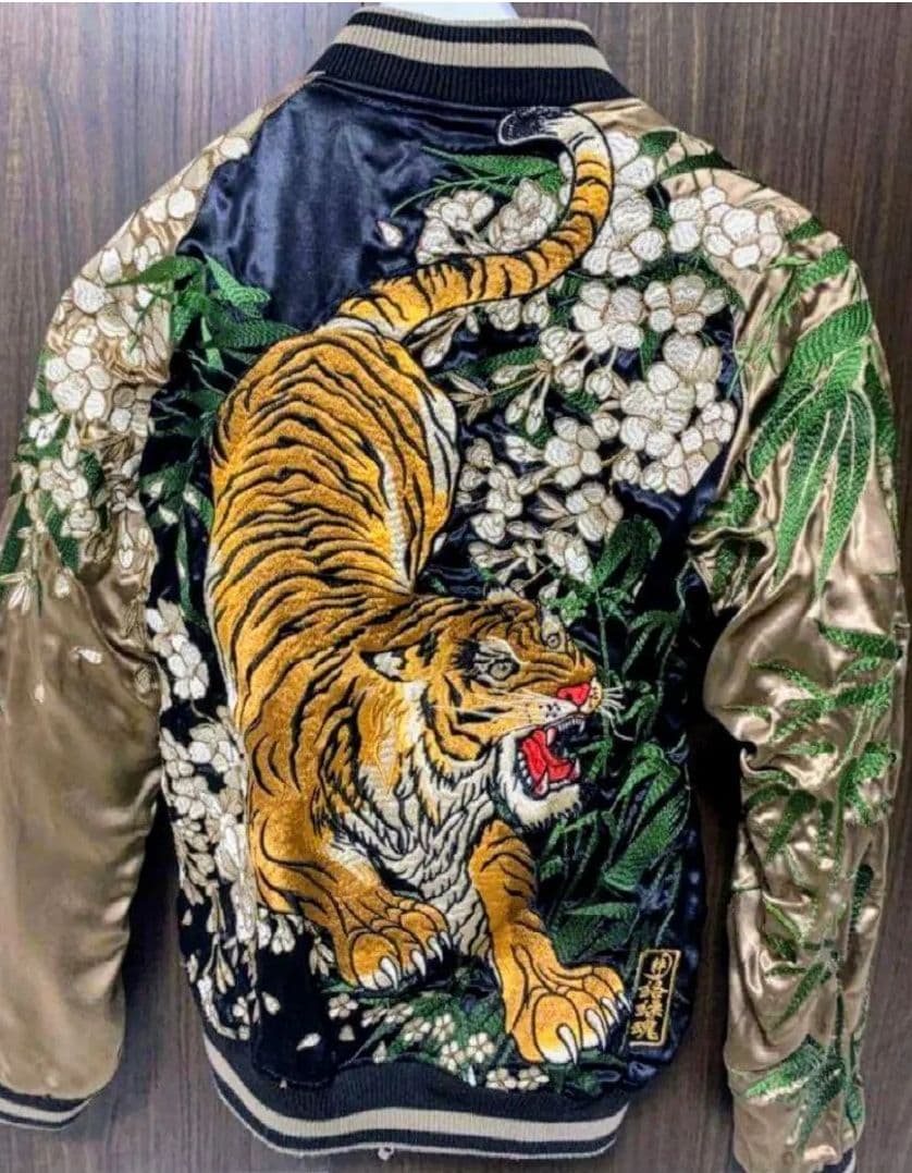 繰絡魂 リバーシブル　虎　刺繍　スカジャン