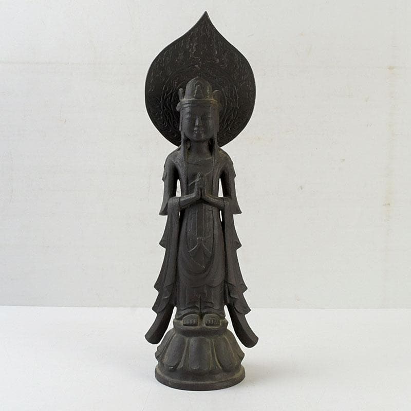 仏教美術　古銅　観音菩薩立像　仏像　V　9601