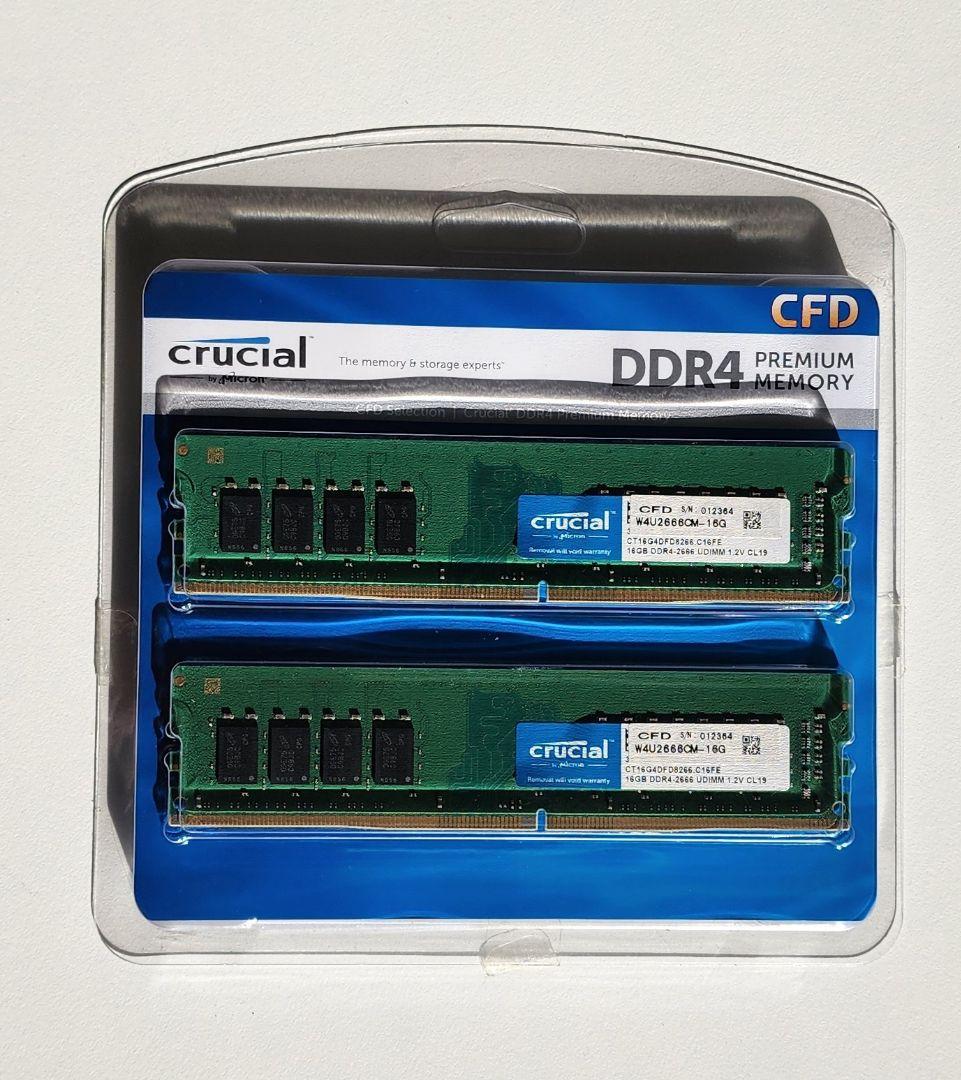 crucial 32GB (16GBx2) DDR4 2666 メモリ