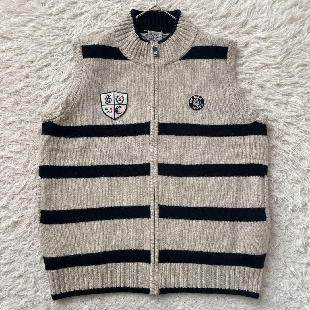 SINACOVA ボーダー　刺繍　ウール　ベスト