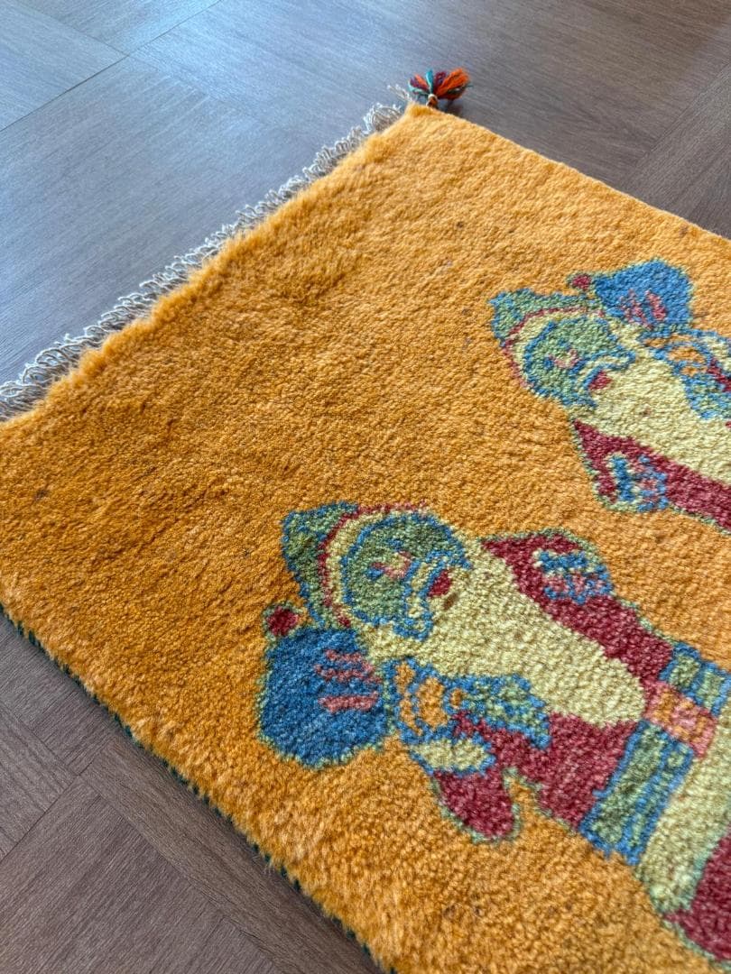 ギャッベ 81x57cm ペルシャ絨毯 手織り ギャベ 玄関マットラグ 絨毯