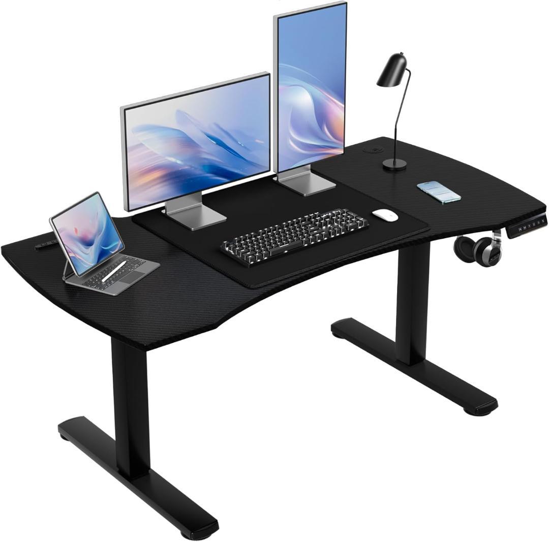 電動昇降ゲーミングパソコンデスク ブラック 120 x 60 x 48-75cm