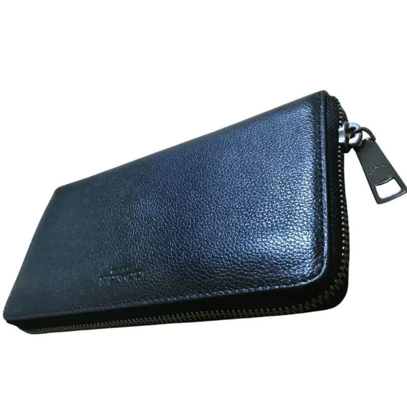 【新品未使用】 COACH 本革ラウンドファスナー長財布 黒