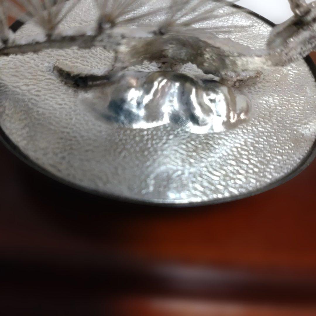 h*中様 純銀製 光則作 盆栽 2号「松」ガラスケース・紙箱付き