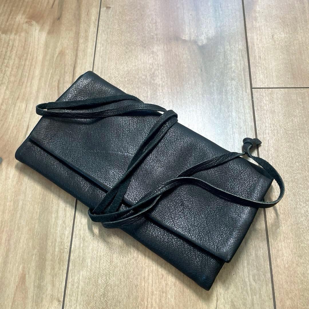鹿革　道中財布　黒