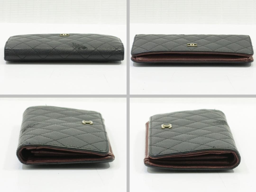 シャネル　キャビアスキン　長財布　　黒　（ファスナープルなし）　18710603