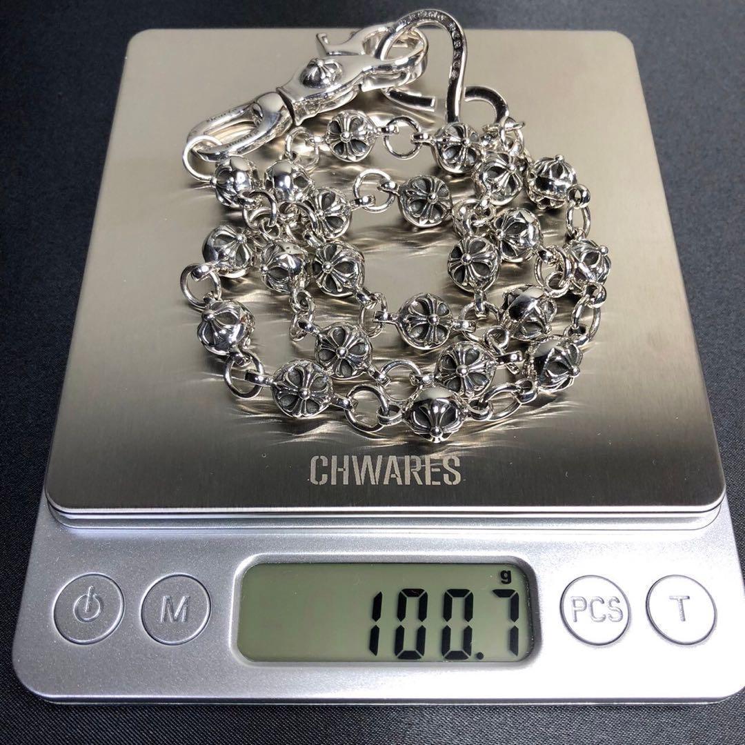 新品　ウォレットチェーン　シルバー925 クロスボール　ナスカン　7