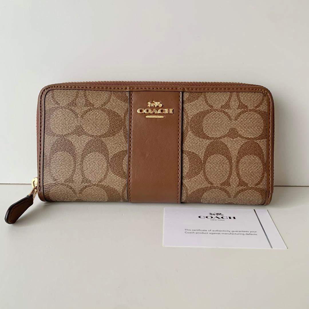 【COACH】 コーチ　長財布　シグネチャー　ブラウン　ベージュ　新品