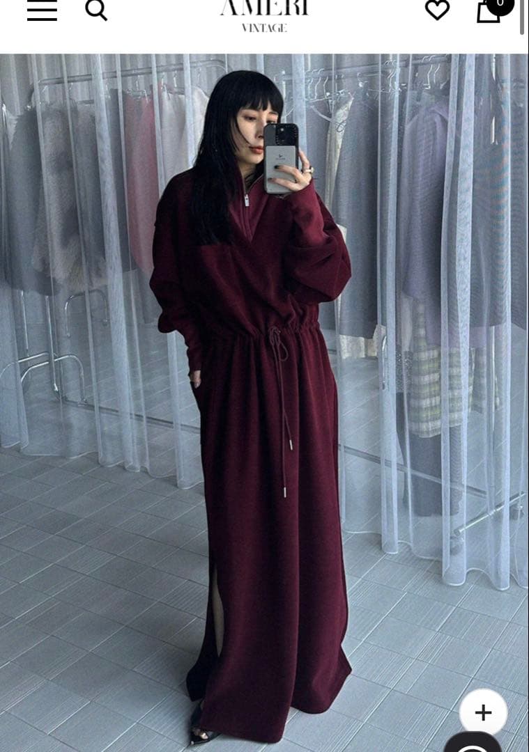 美品★ UND HALF ZIP SWEAT DRESS