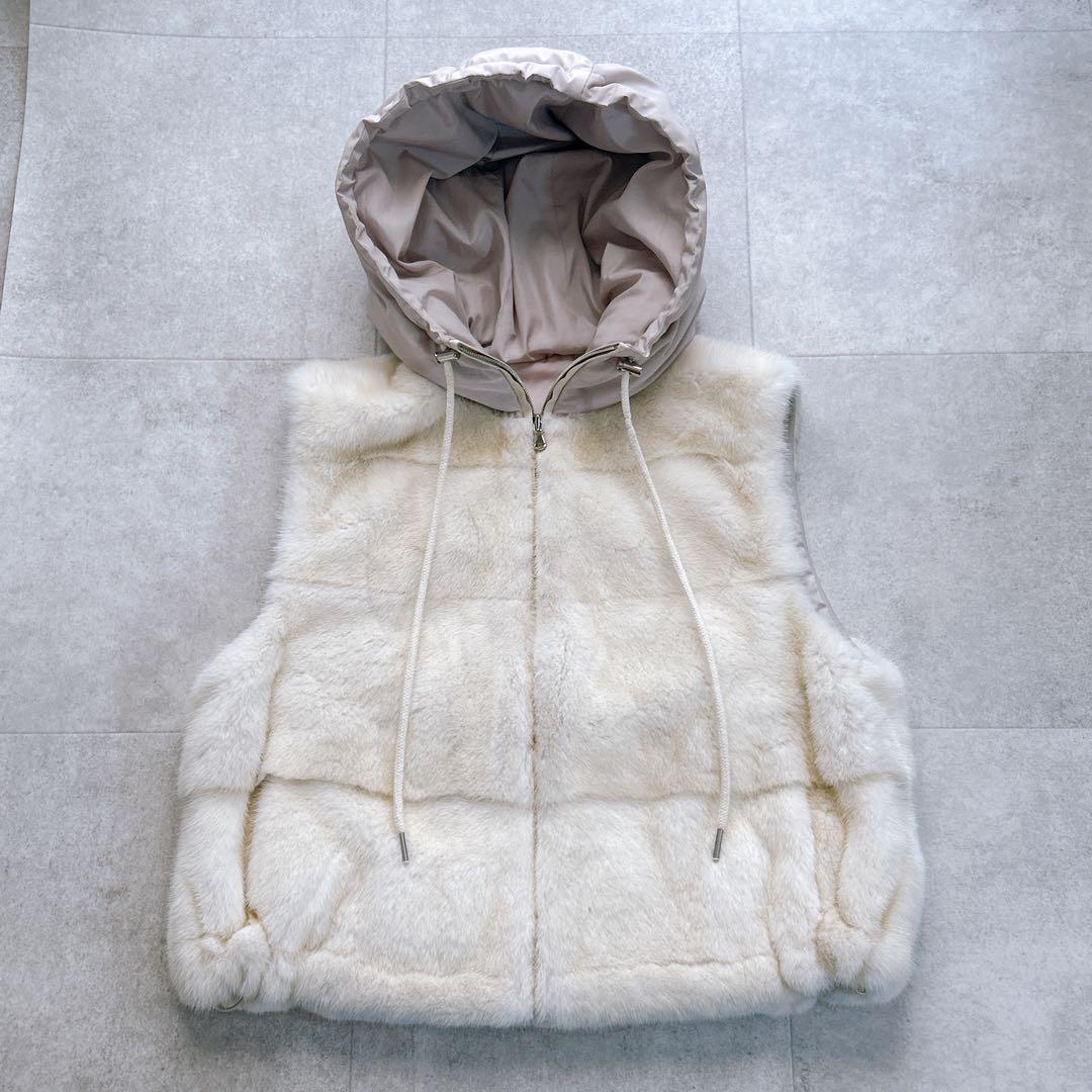 極美品✨コペンハーゲン ファー　パールミンク　リアルファー　毛皮　ベスト　フード