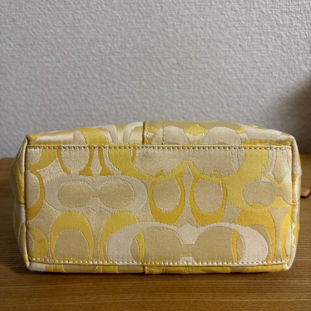 COACH コーチ アクセサリーポーチ　バッグ　シグネチャー イエロー　y2k