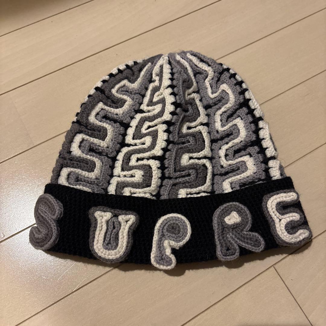 しん SUPREME ニット帽 グレー ブラック