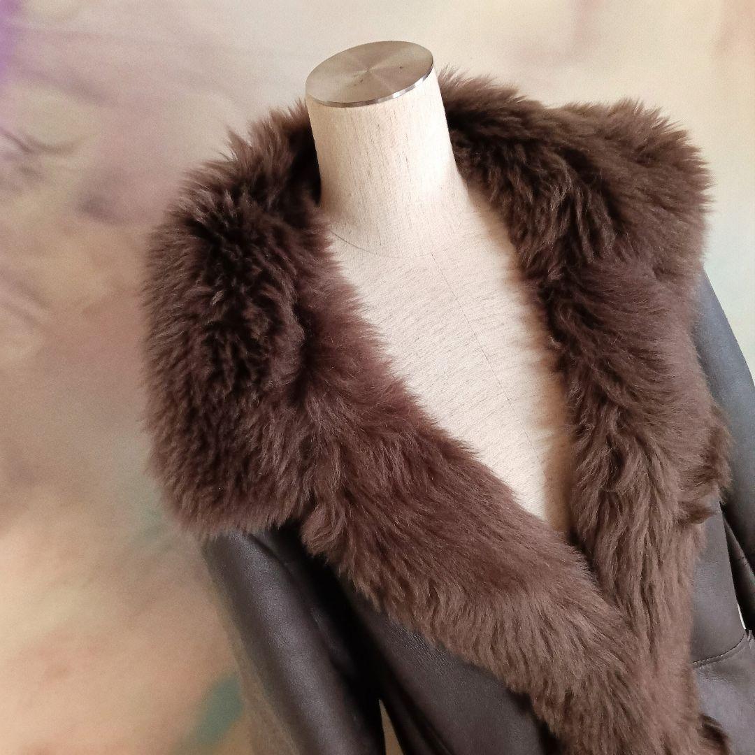 Otto ファー付　ソフトラム表革リアルムートンコート　軽量　ゆったりサイズ