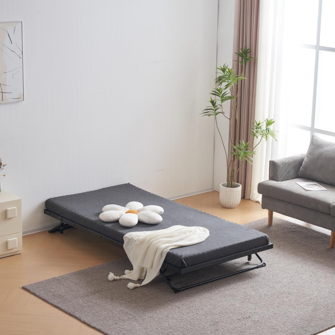 【マットレス付】 パイプベッド折りたたみベッド ベッド 下収納 耐荷重120kg