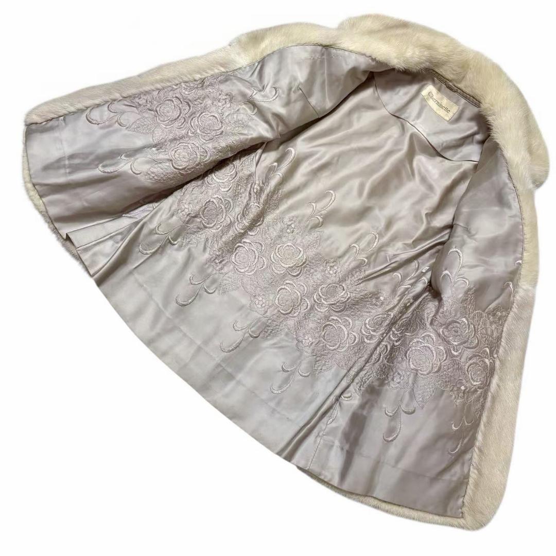 美品　バイオレットミンク　デザイン　高級毛皮　ミンクコート　柔らか　クリーム系