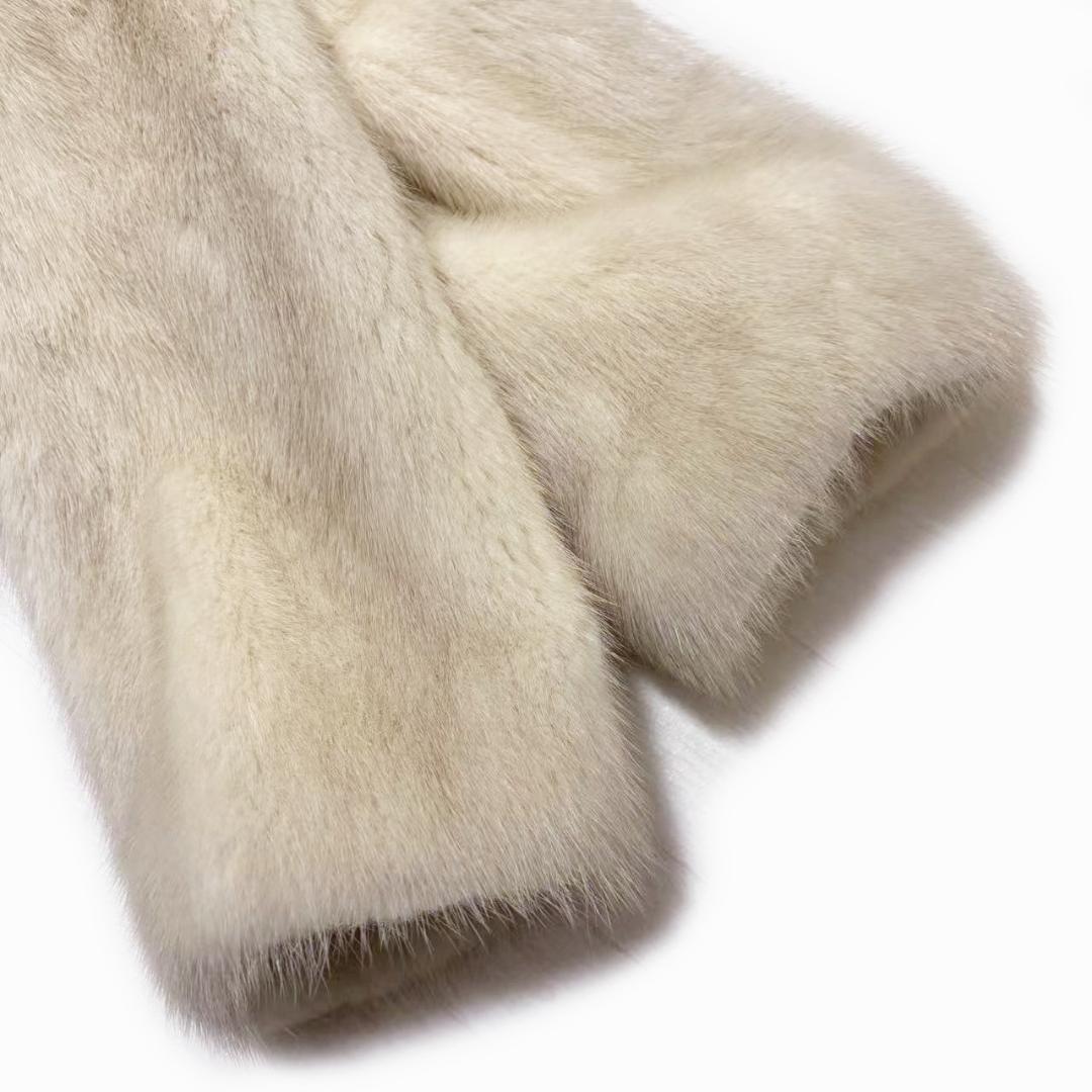 美品　バイオレットミンク　デザイン　高級毛皮　ミンクコート　柔らか　クリーム系