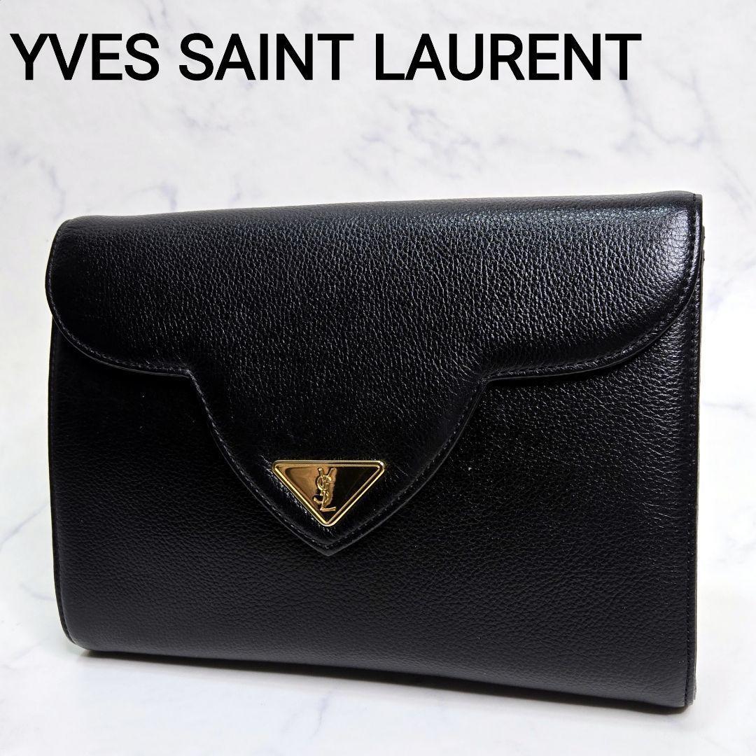 ✨美品✨イヴサンローラン YSL クラッチバッグ レザー 金具 三角プレート