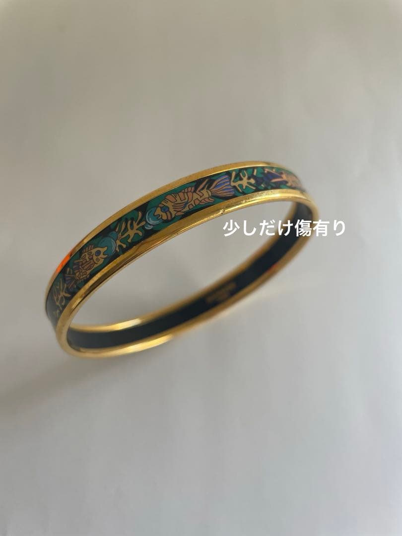 HERMES エマイユ バングル ナロー 魚柄 ゴールド 箱あり