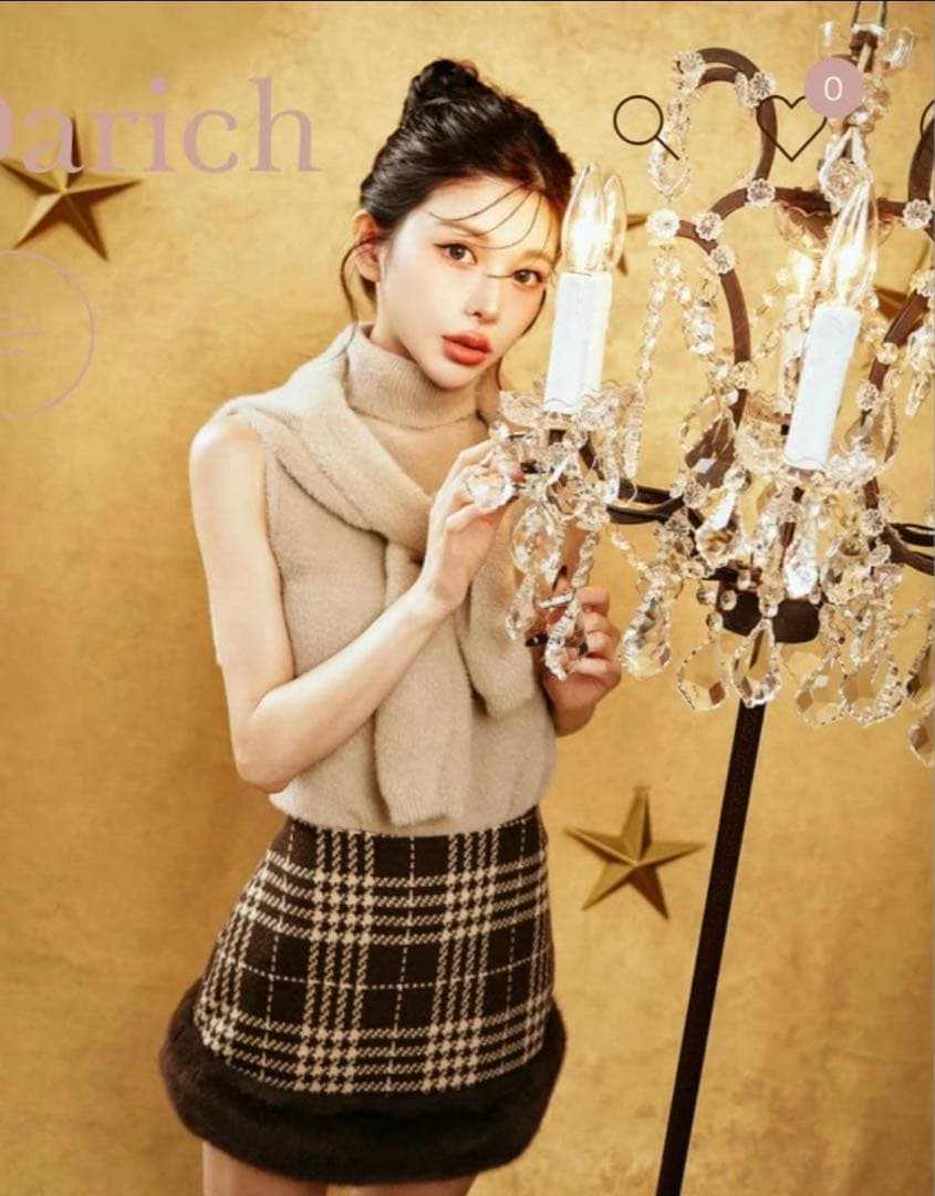 Darich ドッキングファーツイードミニスカート ブラウン M