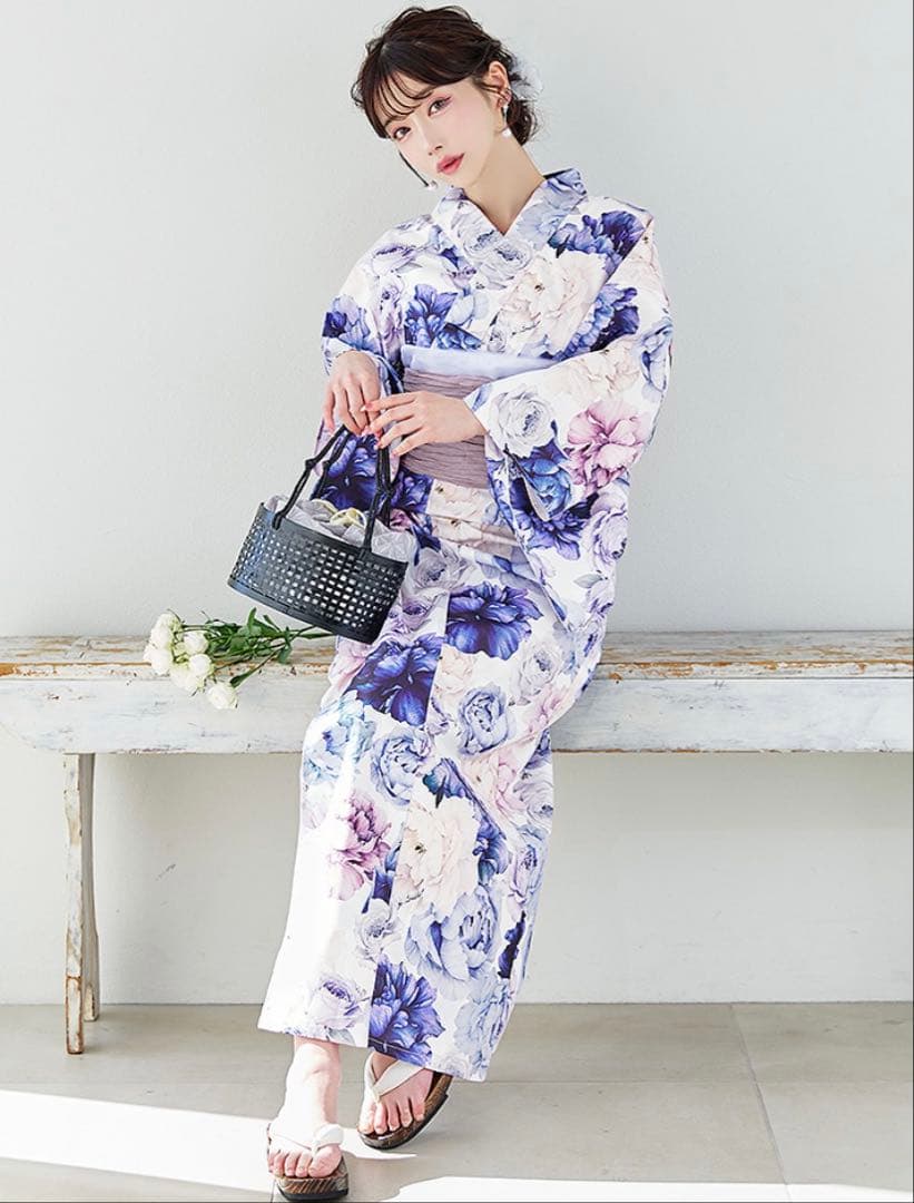 sugar Riuコラボ ブルーアイボリーピオニー浴衣