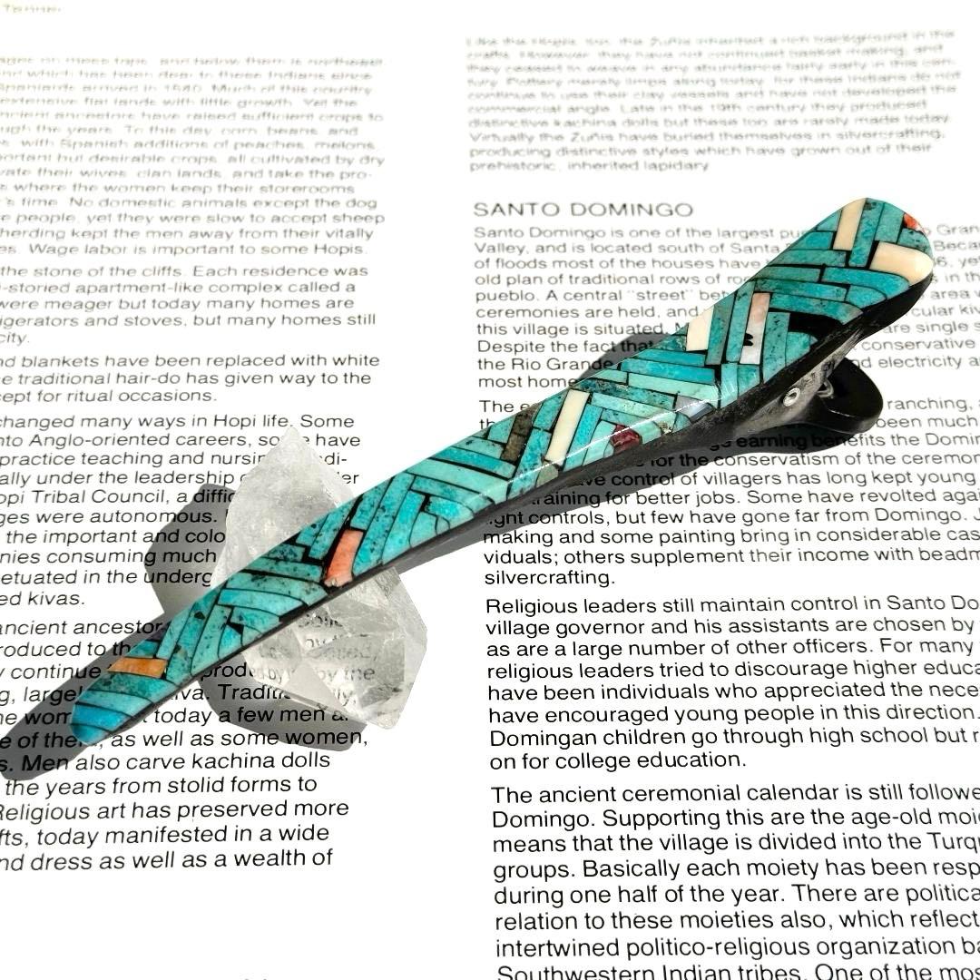 5*2様 ターコイズ　モザイク　ヘアークリップ　サントドミンゴ族　インディアンジ