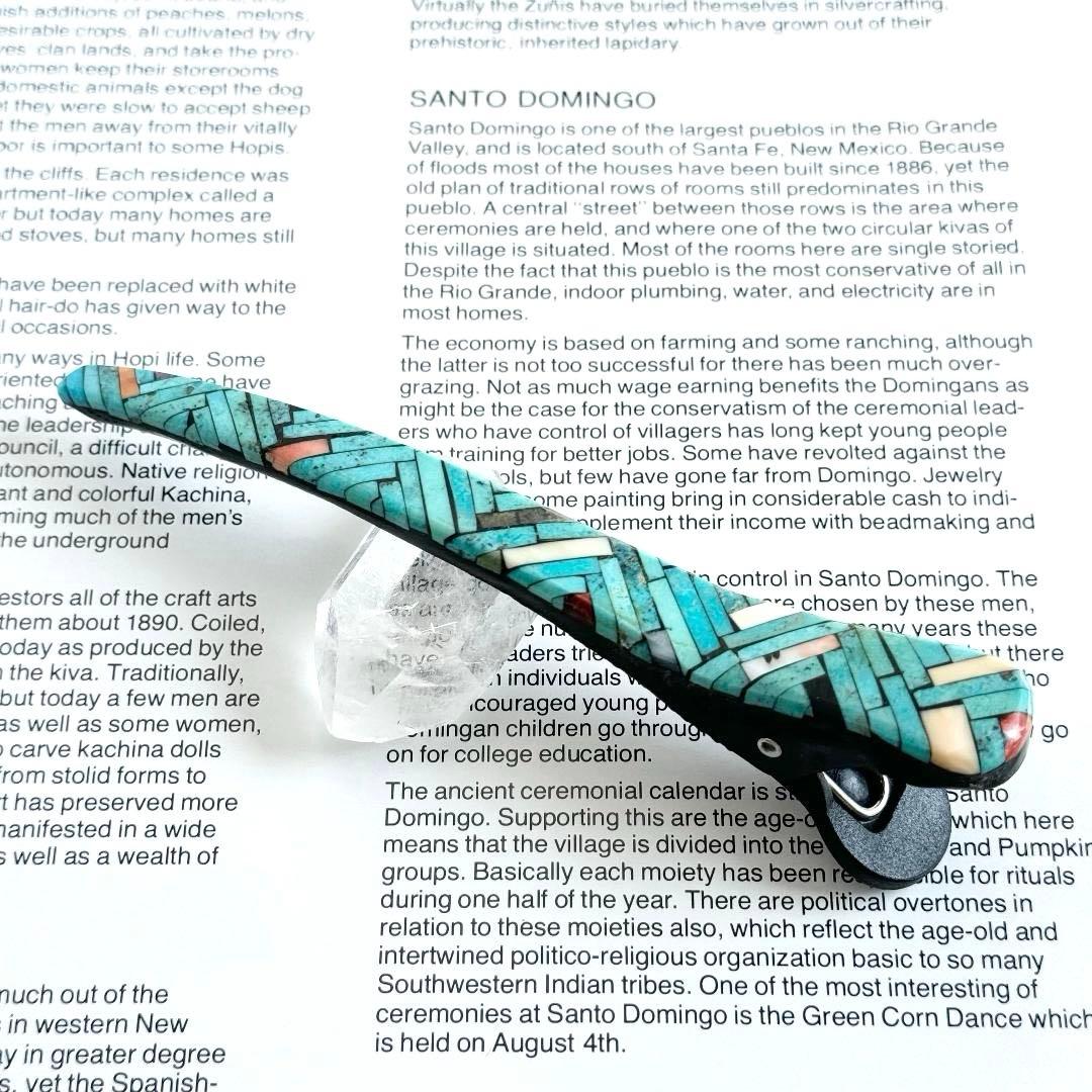 5*2様 ターコイズ　モザイク　ヘアークリップ　サントドミンゴ族　インディアンジ