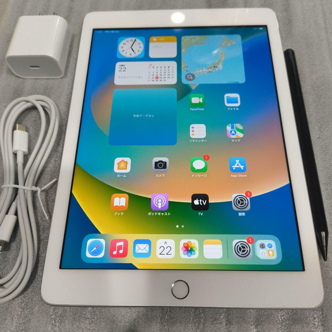 【良品】iPad第6世代128G,WiFiバッテリ健康度87%+新品充電器とペン