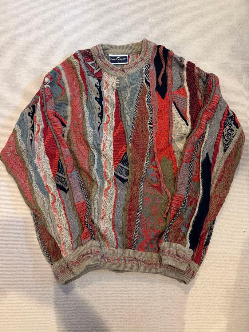 【希少XL】カルロアルベルト 3Dニット オーストラリア製 クージー風 総柄