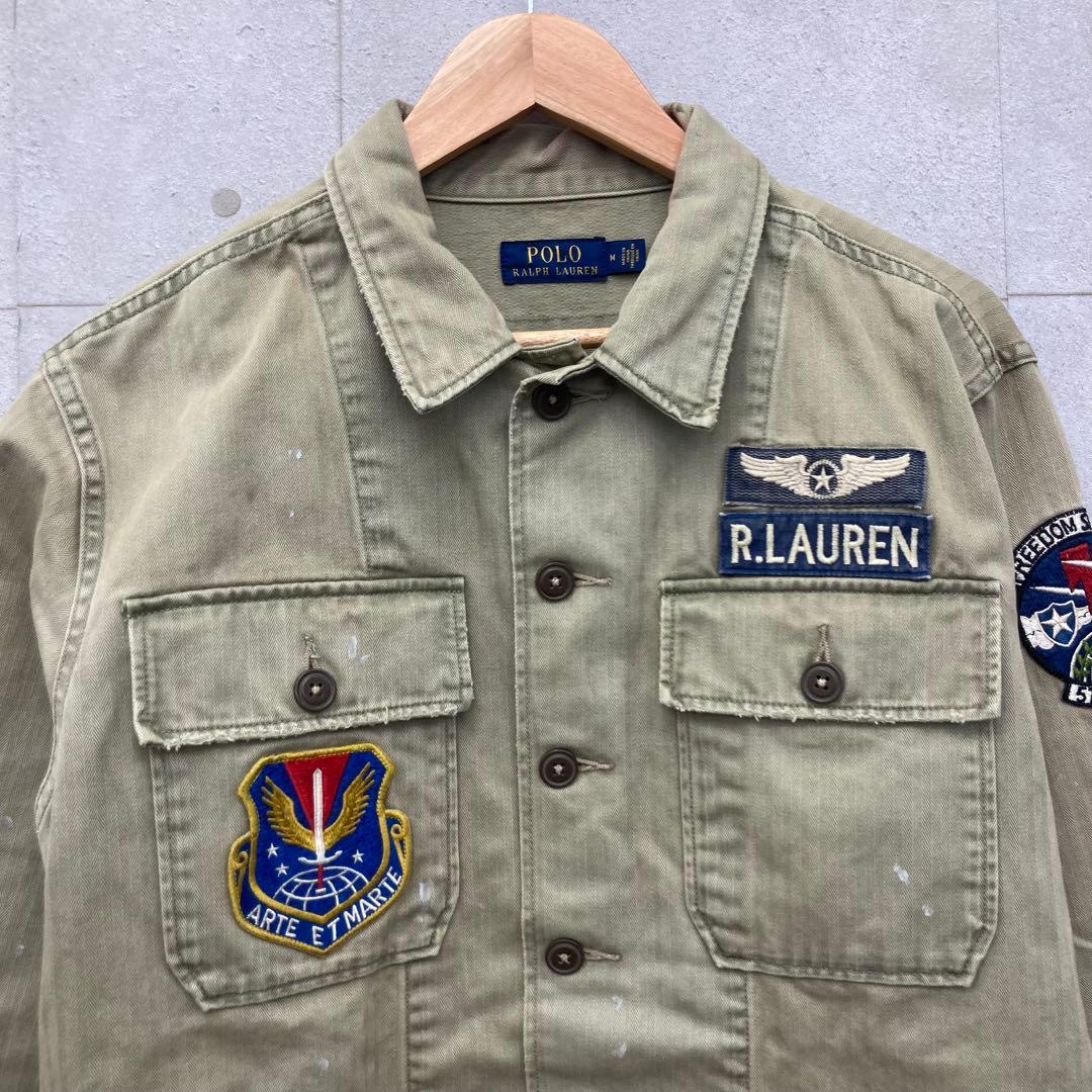 POLO RALPH LAUREN ミリタリージャケット ワッペン M カーキ