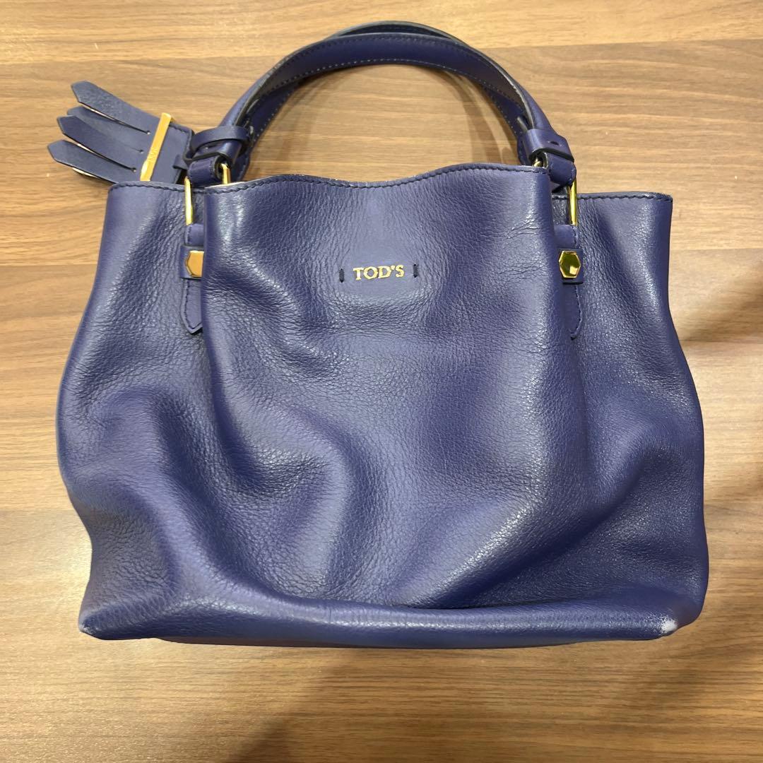 TOD'S ネイビー レザー トートバッグ