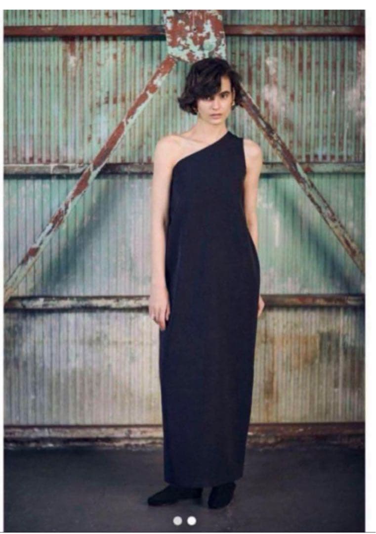 SEA ワンショルダーワンピース　ブラック ロングワンピース