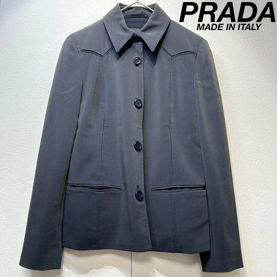 希少 PRADA MILANO 上質 ステッチ 変形 デザイン ジャケット 38