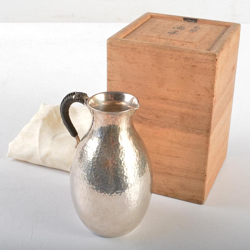 錺師　大森金長造　南鐐　酒注　ちろり　重さ約87g　共箱　M　R5947