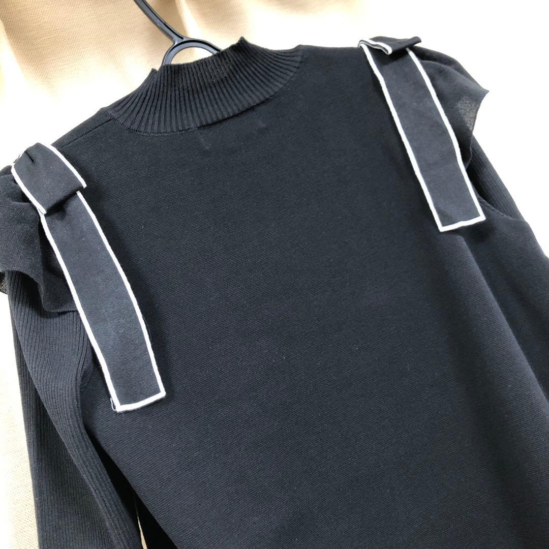 極美品❣️肩リボンがポイント❤️ニットワンピース