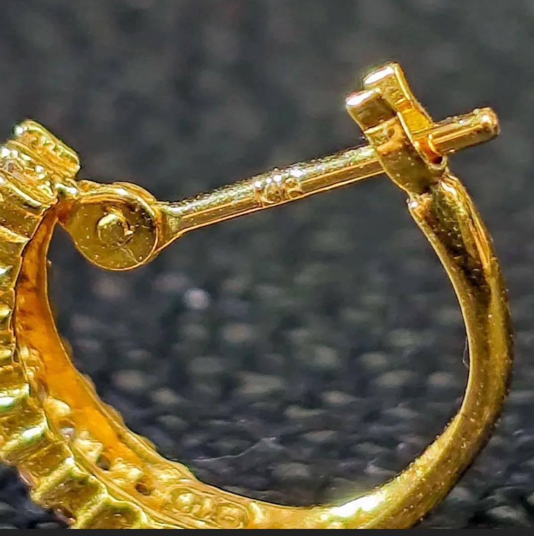 K18 ジュエリー 0.15ct ダイヤモンド フープピアス ゴールド片耳