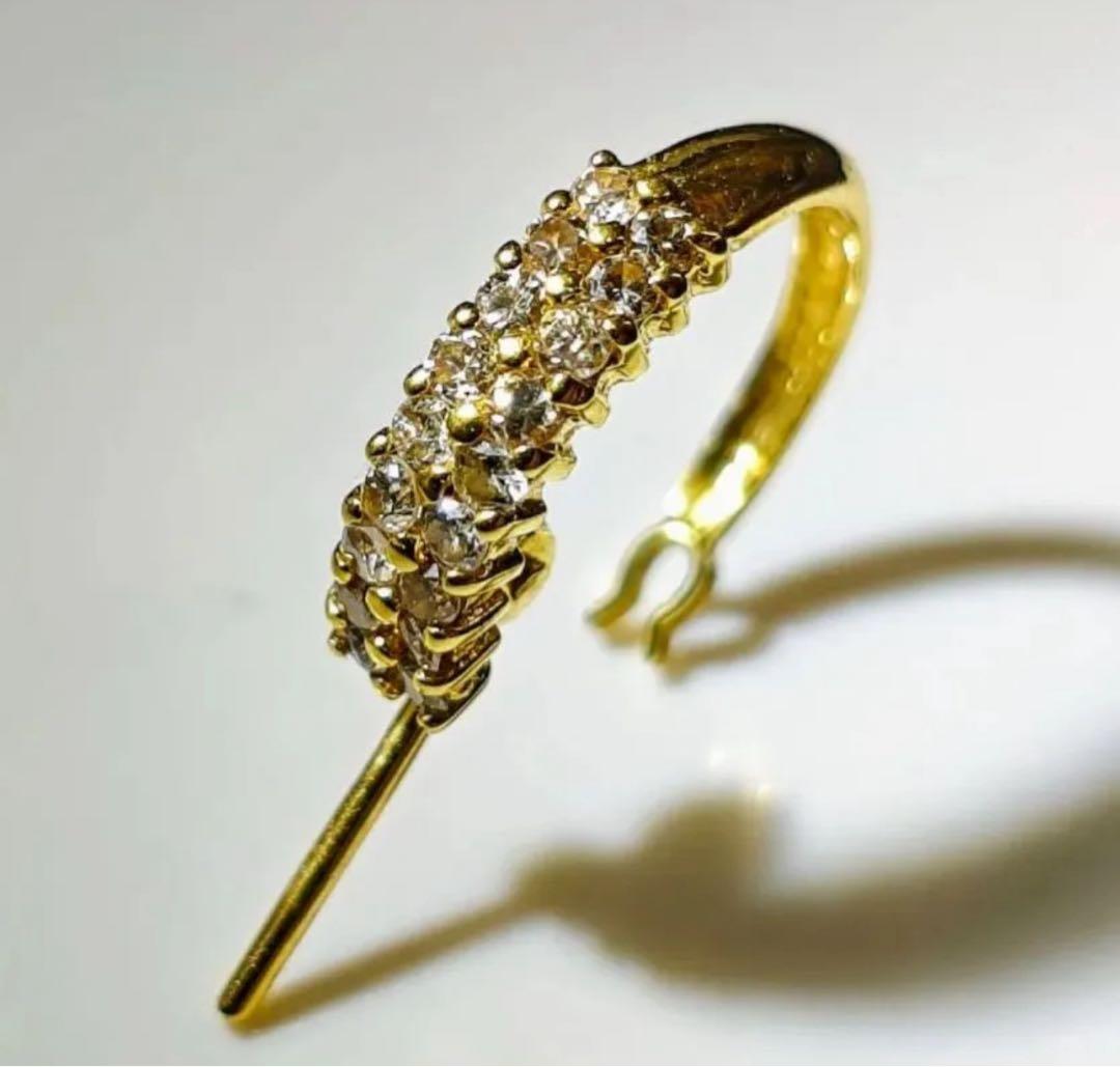 K18 ジュエリー 0.15ct ダイヤモンド フープピアス ゴールド片耳