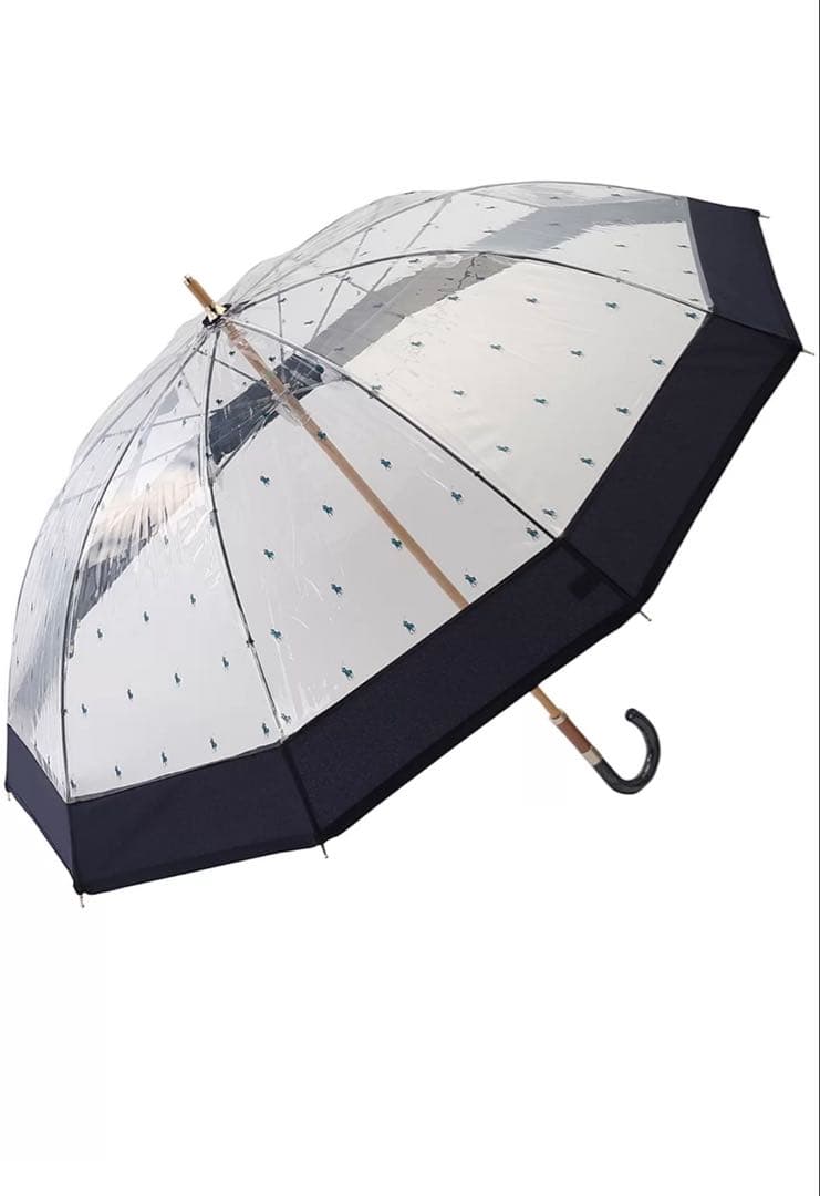 ポロポニー柄　ビニールプリント傘　長傘　クリア　ジャンプ傘　ラルフローレン