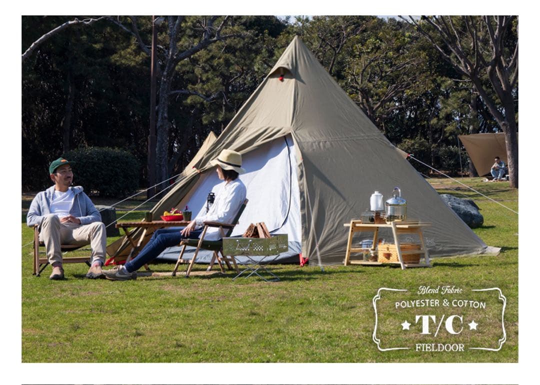 k*3様 FIELDOOR ワンポールテント 400TC ロープ ペグ 収納バッ