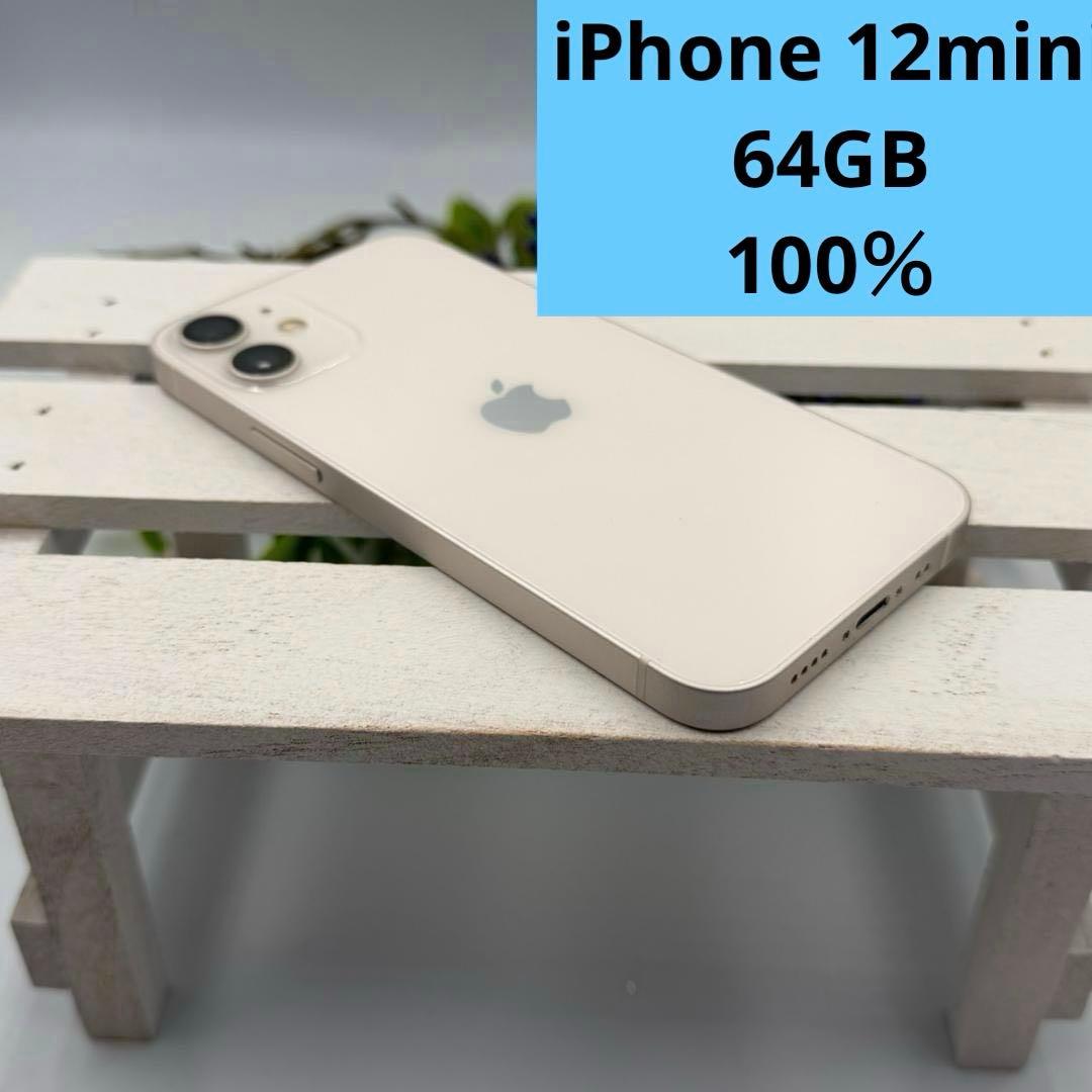 【美品】iPhone 12 mini 64GB ホワイト 284