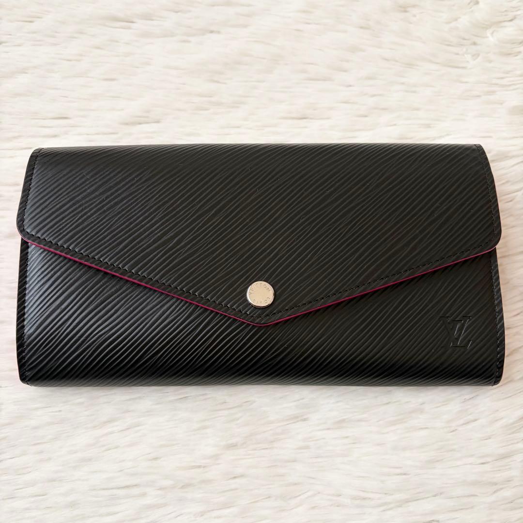 ルイヴィトン ポルトフォイユサラ　ノワール　ホットピンク　エピレザー　長財布