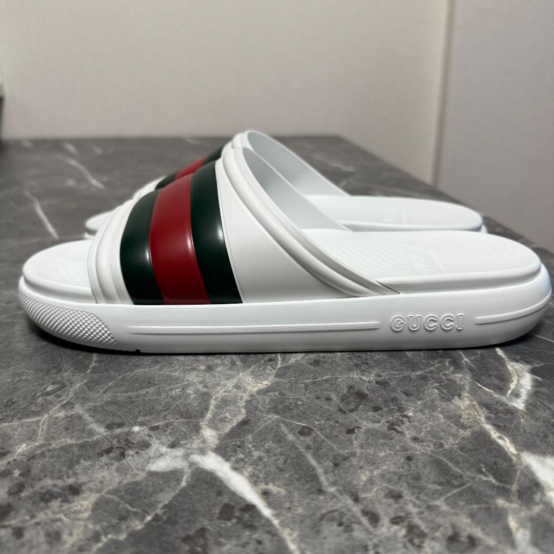 新品未使用 GUCCI ストライプ スライドサンダル ホワイト