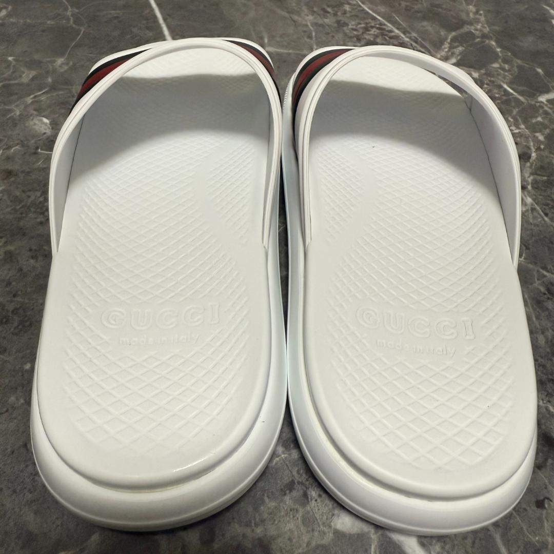 新品未使用 GUCCI ストライプ スライドサンダル ホワイト