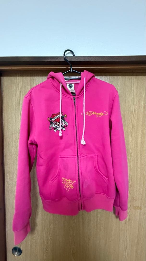 Ed Hardy ピンク パーカー M